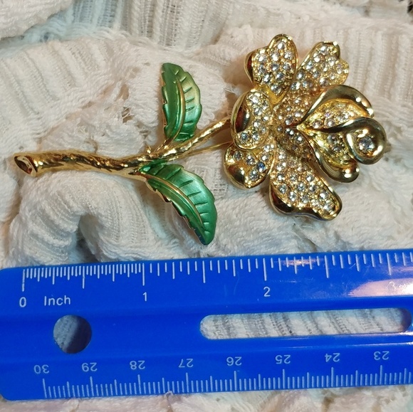 3" Rhinestone Rose Pin - Picture 4 of 4